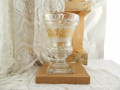 VAL ST LAMBERT FIRMATO VASO CRISTALLO MOLATO JUPITER DANSE DE FLORE ORO 24 K