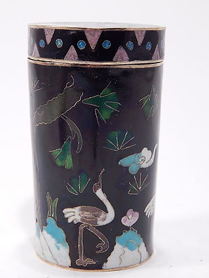 ANTICA SCATOLA CON COPERCHIO ORIENTALE SMALTO POLICROMO CON IBIS COLLEZIONE