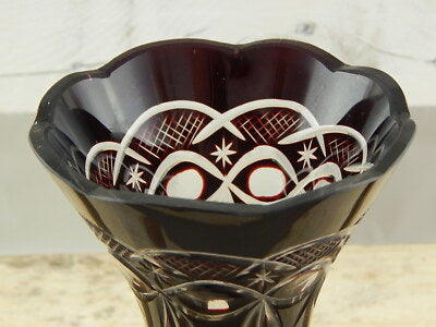 ANTICO RARO PREZIOSO VASO CRISTALLO ART DECO BOEMIA INCISO PUNTA DIAMANTE