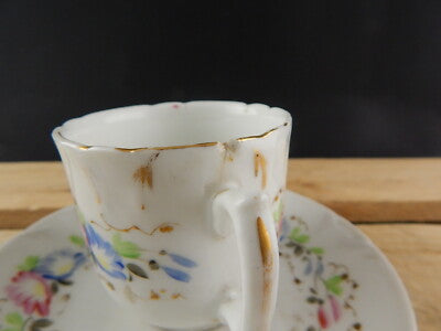 ANTICA TAZZA E PIATTO PORCELLANA IMPERO VECCHIO PARIGI DIPINTA POLICROMA #4798