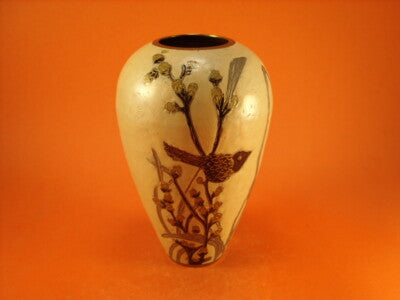 VASO ORIENTALE OTTONE SMALTATO DECORATO A MANO