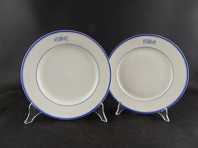 ANTICO SERVIZIO 12 PIATTI PORCELLANA DI PARIGI PROFILI BLU FINE 800 MONOGRAMMA