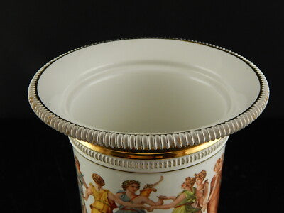 VINTAGE VASO URNA CRATERE CERAMICA FIORENTINE STILE IMPERO FATTO A MANO 1900
