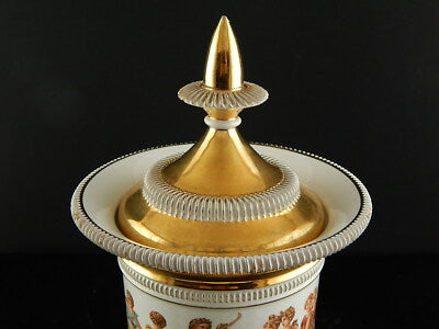 VINTAGE VASO URNA CRATERE CERAMICA FIORENTINE STILE IMPERO FATTO A MANO 1900