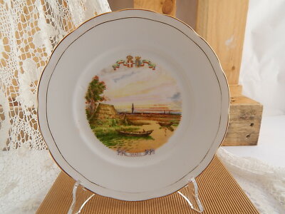 ANTICO PIATTO PORCELLANA GINORI CITTA' REDENTE GRADO 1919 STEMMA REGNO SABAUDO