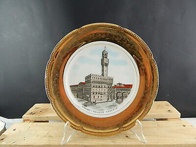 ANTICO PIATTO PORCELLANA E ORO HEINRICH SELB BAVARIA FIRENZE PALAZZO VECCHIO