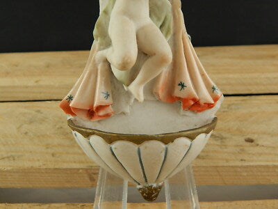 ARTE SACRA RARA PREZIOSA ACQUASANTIERA CERAMICA POLICROMA CAPODIMONTE CHERUBINO