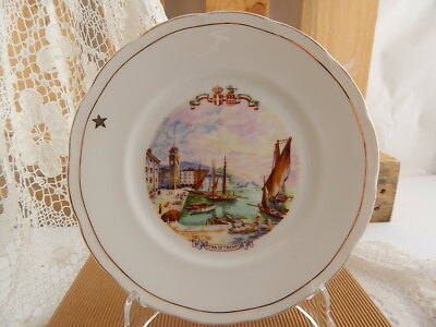 ANTICO PIATTO PORCELLANA GINORI CITTA' REDENTE RIVA TRENTO 1919 STEMMA SABAUDO