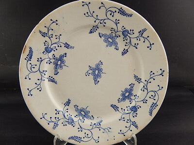 ANTICO PIATTO CERAMICA FINE 800 MANIFACTURE IMPERIALE ROYALE NIMY BLUE FLUTED §