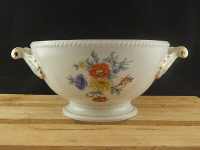 ANTICO CENTROTAVOLA FRUTTIERA PORCELLANA FREIBERG BAVARIA BOUQUET FIORI ESTIVI