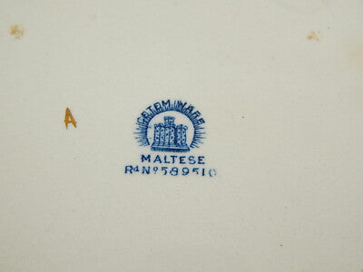 ANTICA CIOTOLA FRUTTIERA CENTROTAVOLA PORCELLANA INGLESE CETEM WARE MALTESE 1908