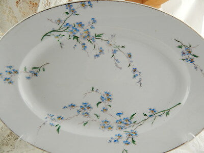 ART NOUVEAU ANTICO PIATTO OVALE VASSOIO CERAMICA RICHARD NON TI SCORDAR DI ME#