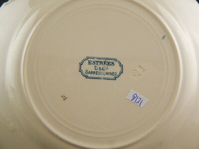 ANTICO PIATTO CERAMICA SARREGUEMINES U&C FINE 800 ART NOUVEAU ESTREES #8171
