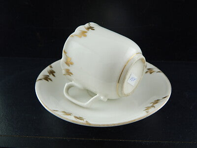 ANTICO SERVIZIO 6 TAZZE PIATTINI PORCELLANA BIANCA ORO IMPERO VECCHIO PARIGI 800