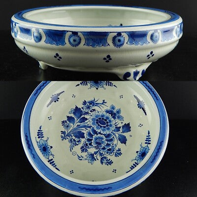 ANTICO 1951 CENTROTAVOLA FRUTTIERA CERAMICA BIANCO BLU ROYAL DELFT DIPINTO MANO