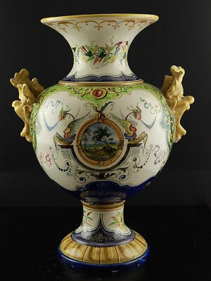 ANTICO PREZIOSO VASO CERAMICA MAIOLICA SESTO FIORENTINO RAFFAELLESCHE GROTTESCHE