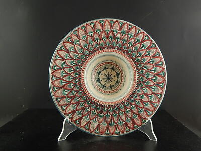 BOTTEGA D'ARTE PIATTO DECORATIVO MAIOLICA CERAMICA FIRENZE FATTO DIPINTO A MANO