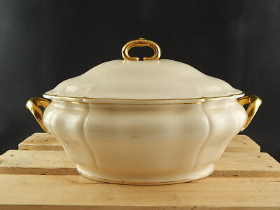 ANTICA ART DECO ZUPPIERA CENTROTAVOLA CERAMICA DECORO ORO VILLEROY&BOCH METTLACH