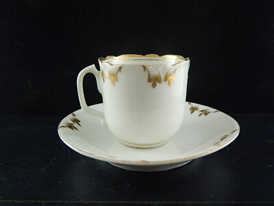ANTICO SERVIZIO 6 TAZZE PIATTINI PORCELLANA BIANCA ORO IMPERO VECCHIO PARIGI 800