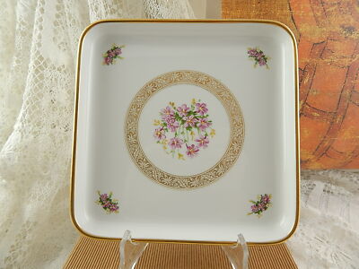 VASSOIO CENTROTAVOLA PORCELLANA SCHONWALD PREZIOSA INCISIONE IN ORO ZECCHINO