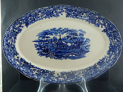 ANTICO VASSOIO RAVIERA DECORO CHINESE BIANCO BLU SOC CERAMICA RICHARD MILANO