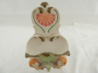 ARTE SACRA RARA PREZIOSA ACQUASANTIERA CERAMICA CAPODIMONTE DECORATA A MANO