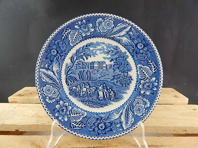 ANTICO PIATTO CERAMICA WOOD&SONS BURSLEM ENOCH1784RALPH1750 WOODLAND BLU