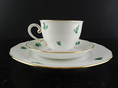 PREZIOSO TRIO TAZZA TÈ PORCELLANA AUGARTEN VIENNA MARIA THERESIA VERDE IMPERO