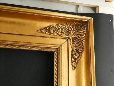 ANTICA IMPORTANTE CORNICE IMPERO IN LEGNO DORATA BRUNITA FREGI IN PASTIGLIA