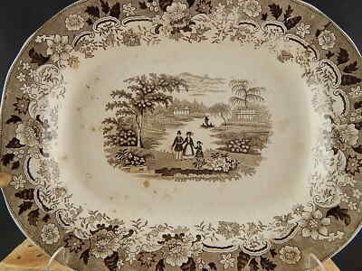 ANTICO 1850 GRANDE VASSOIO EPOCA VITTORIANA CERAMICA LOCKHART & ARTHUR SCOZIA