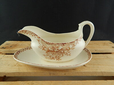 ANTICA RARA SALSIERA CERAMICA TERRE DE FER LONGWY MODELLO MARLY FRANCE 1800