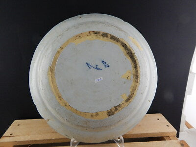 ANTICO GRANDE PIATTO CERAMICA FAIENCE DELFT COLLEZIONE XVIII SECOLO BIANCO BLU