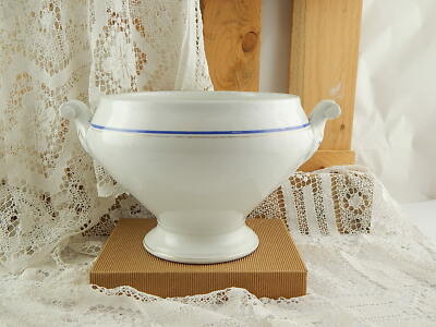 ANTICO CENTROTAVOLA FRUTTIERA BIANCA BLU IMPERO CERAMICA LOMBARDA ELEFANTINO