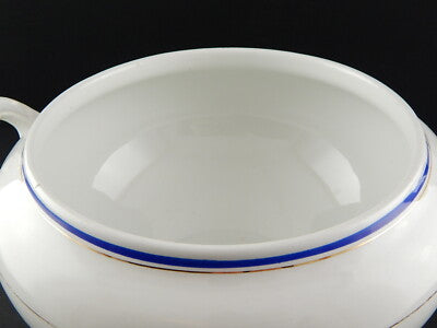 ANTICA ZUPPIERA IMPERO CERAMICA ITALIANA LAVENO VERBANUM STONE BIANCA BLU E ORO