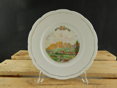 ANTICO PIATTO PORCELLANA GINORI CITTA' REDENTE CORTINA AMPEZZO 1919 REGNO ITALIA