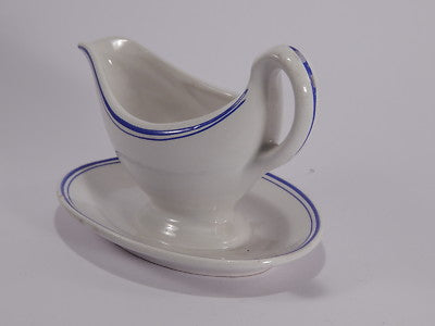 ANTICA SALSIERA FINE 1800 PORCELLANA BIANCA E BLU PORCELAIN SAUCE PAN