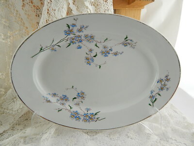 ART NOUVEAU ANTICO PIATTO OVALE VASSOIO CERAMICA RICHARD NON TI SCORDAR DI ME#