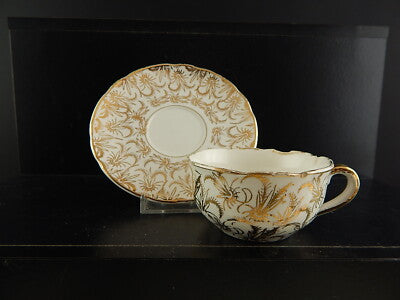 ANTICA RARA TAZZA SARREGUEMINES DIGOIN 1920 CERAMICA BIANCA ORO ZECCHINO #6556