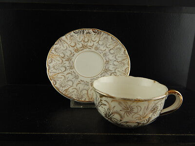 ANTICA RARA TAZZA SARREGUEMINES DIGOIN 1920 CERAMICA BIANCA ORO ZECCHINO #6557