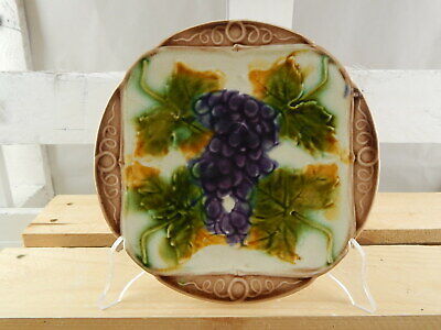 ANTICO PIATTO CERAMICA MAIOLICA BARBOTINE 1800 ART NOUVEAU MANIFATTURA FRANCESE