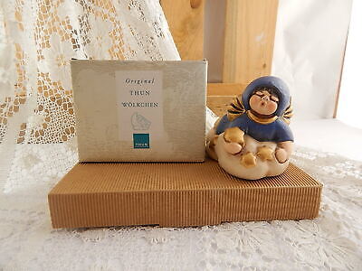 VINTAGE AUTENTICA CERAMICA THUN ANGELO BLU SU NUVOLA BOLZANO FAIENCE ANGEL BLUE