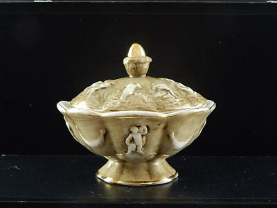 VINTAGE PREZIOSA ZUCCHERIERA PORTA BONBONS PORCELLANA MAS REGIO CAPODIMONTE