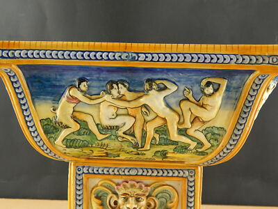 PREZIOSO CENTROTAVOLA FAUNI MASCHERONI CERAMICA LA COLONNATA S.FIORENTINO