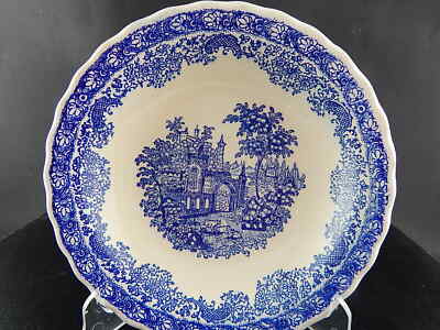 VINTAGE PIATTO FONDO CERAMICA N.I.C.E MONDOVI' BIANCO BLU COLLEZIONE SHABBY CHIC