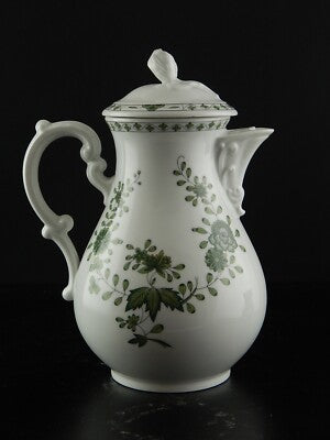 VINTAGE CAFFETTIERA PREZIOSA PORCELLANA HUTSCHENREUTHER SCHLOSSGARTEN VERDE