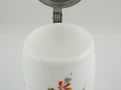 ANTICO PREZIOSO BIEDERMEIER XIX SECOLO BOCCALE BIRRA VETRO OPALINO DIPINTO MANO