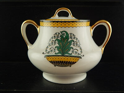 ANTICA ZUCCHERIERA POTICHE ART DECO BERNARDAUD & CO LIMOGES PORCELLANA ANNI 30
