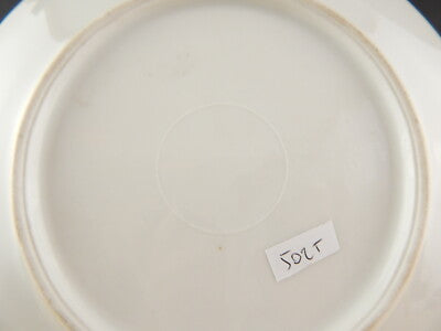 ANTICO PIATTO IMPERO PORCELLANA BIANCA DECORO PALMETTE VERDI DIPINTO A. KAUFFMAN