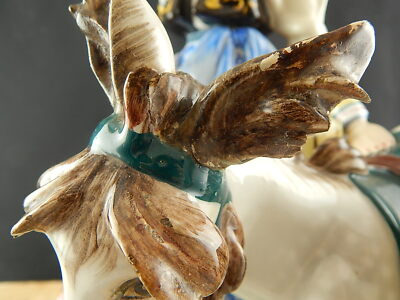 ANTICA SCULTURA TIZIANO GALLI MADE IN ITALY CERAMICA FINE ANNI 30 DONNA E ASINO