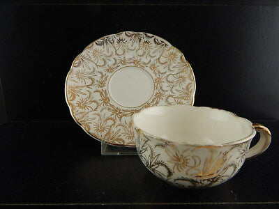 ANTICA RARA TAZZA SARREGUEMINES DIGOIN 1920 CERAMICA BIANCA ORO ZECCHINO #6559